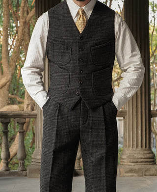 1930s Glen Plaid Tweed Suit Vest