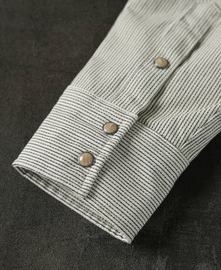 Snap Button Color Woven Striped Western Shirt