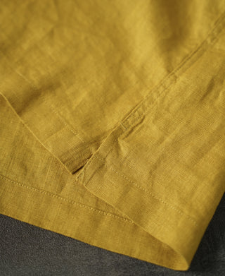 1950s Italian Collar Linen Shirt - Mustard