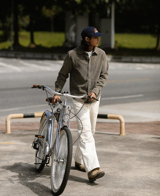 Regular Fit 11 Wale Corduroy Overshirt - Taupe