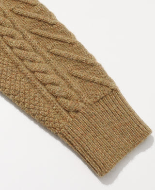 Cable Knit Shawl Collar Cardigan - Ginger