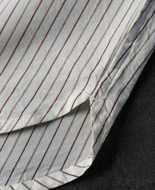 Two-Tone Fine Stripe Band Collar Shirt