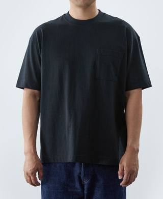 Oversize-T-Shirt mit röhrenförmigen Taschen aus 9,3-Unzen-Baumwolle – Schwarz