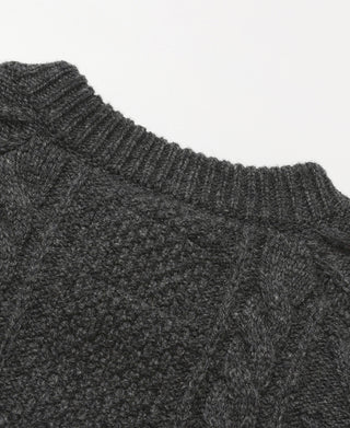 Cable Knit Shawl Collar Cardigan - Dark Gray