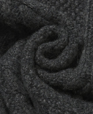 Cable Knit Shawl Collar Cardigan - Dark Gray