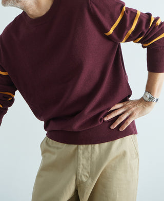 Collegiate Striped Crew Neck Pullover Sweater