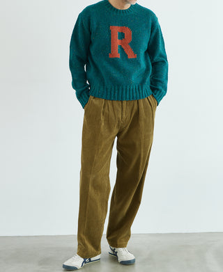 Ivy League Retro Letter Color Contrast Sweater - Lake Blue