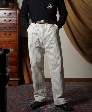 1950s Striped Herringbone Milkman Trousers