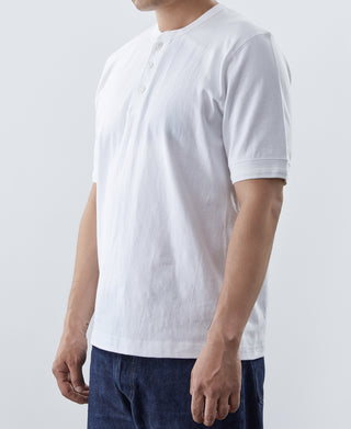 9,3 oz Baumwollschlauch-Henley-T-Shirt – Weiß