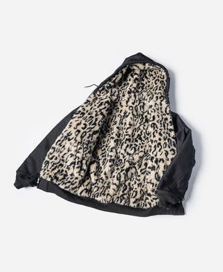 Leopard Print Reversible Deck Jacket - Black