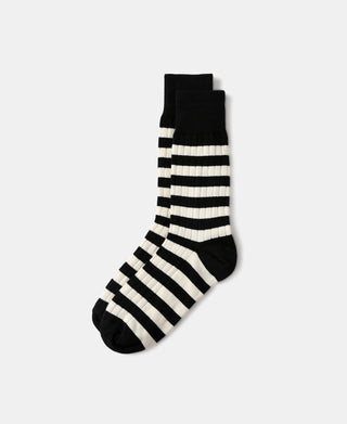 Retro gestreifte Baumwollsocken – Schwarz/Weiß