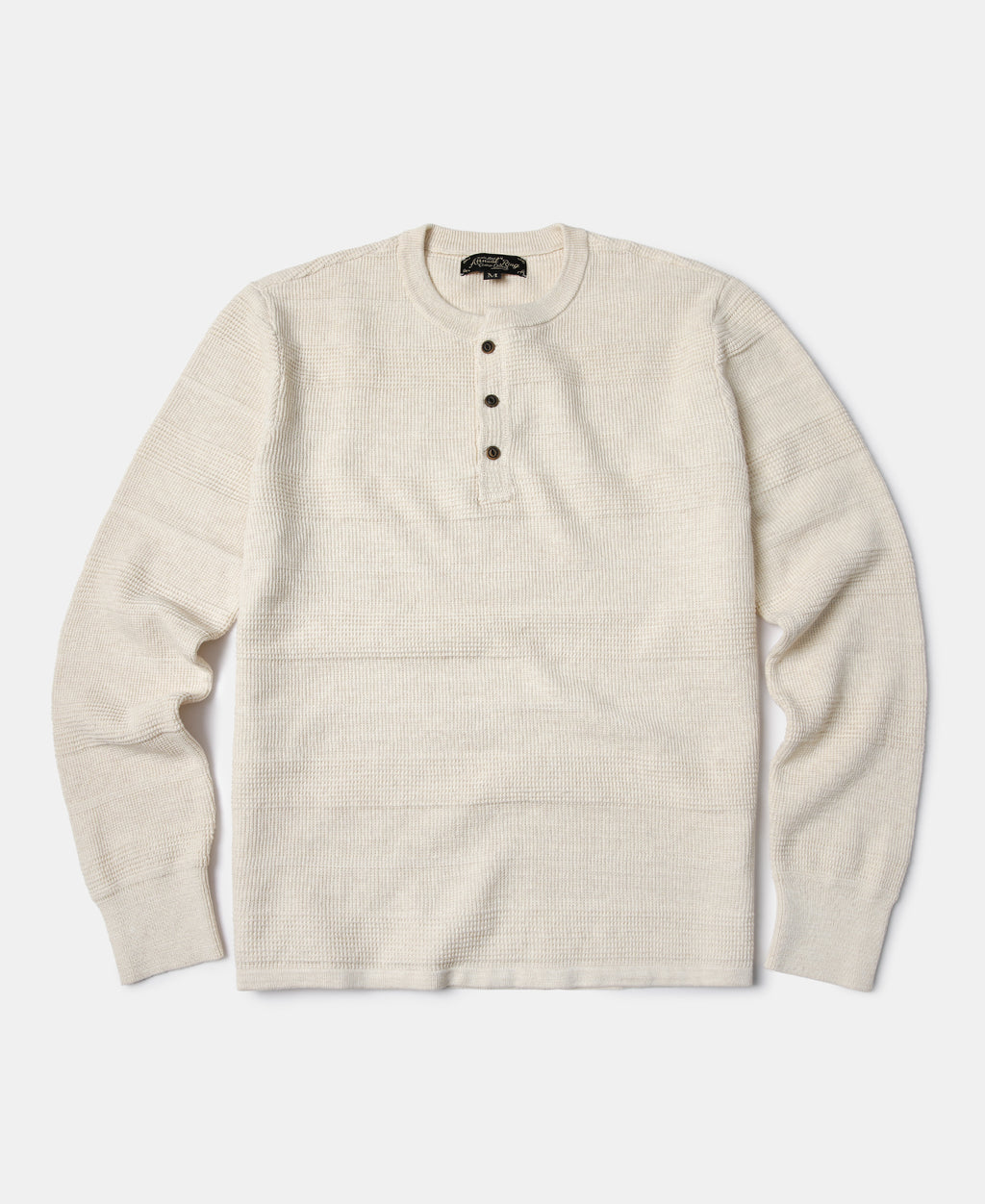 Jacquard Knitted Henley Shirt - Cream | Olderbest