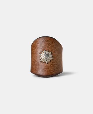 Sterling Chrysanth Accent Leather Bandana Slide - Natural