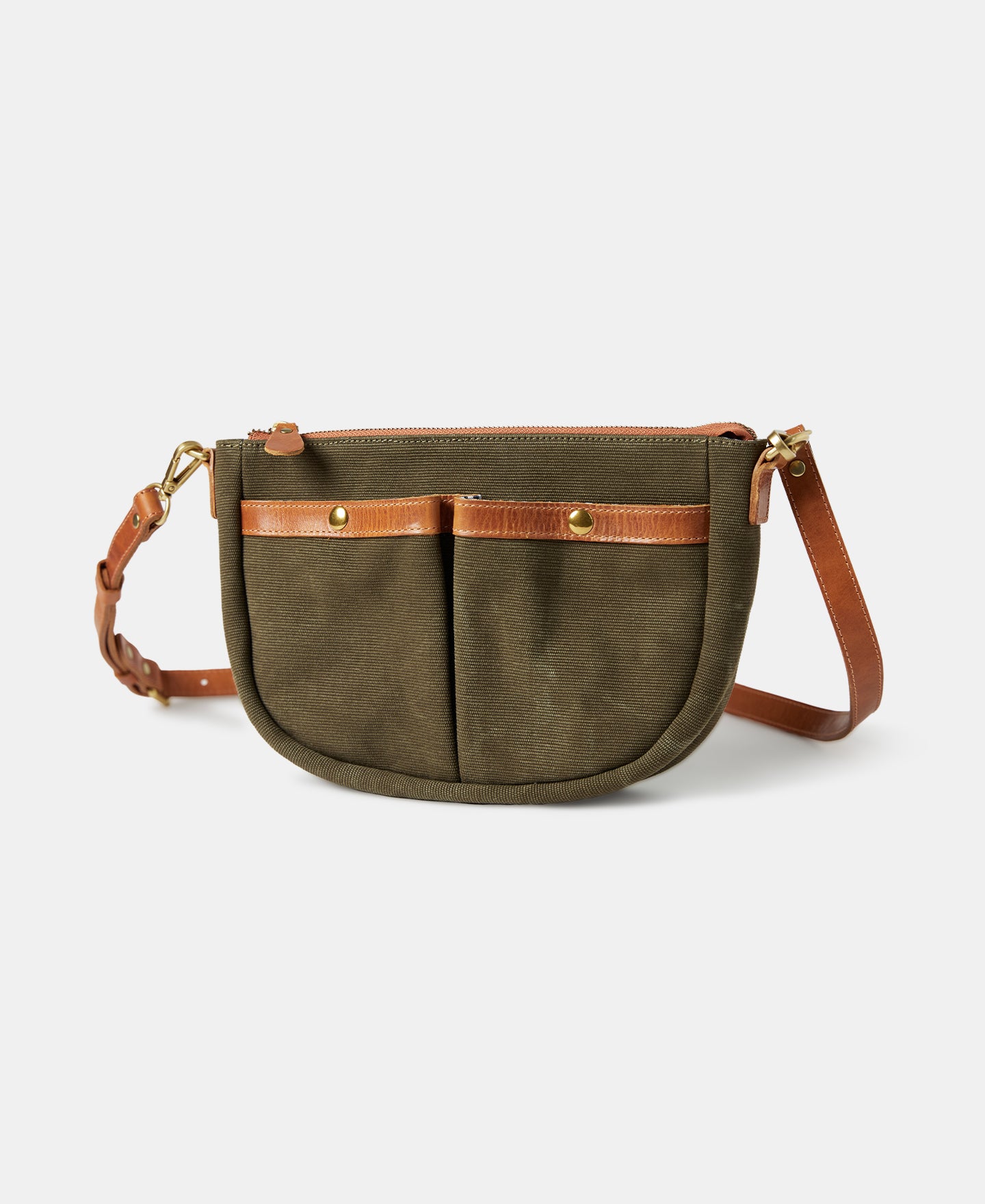 Front Pocket Canvas Crossbody Bag - Olive