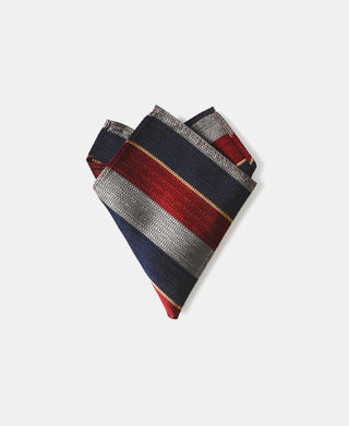 1930s Silk Pocket Square - Wine Red/Navy