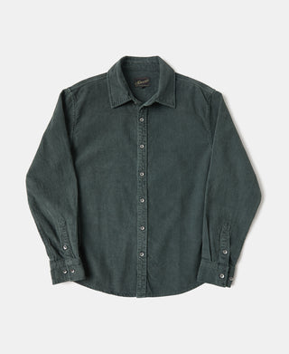 Regular Fit 11 Wale Corduroy Overshirt - Dark Green