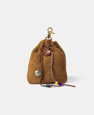 Colored Glaze Drawstring Coin Pouch - Light Brown
