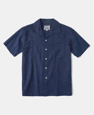 Classic Indigo Print Open Collar Shirt