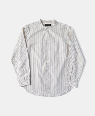 Two-Tone Fine Stripe Band Collar Shirt