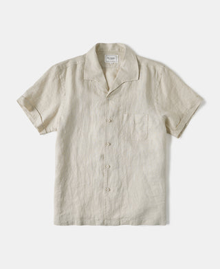 1950s Italian Collar Linen Shirt - Apricot