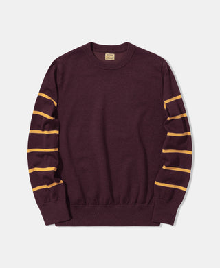 Collegiate Striped Crew Neck Pullover Sweater