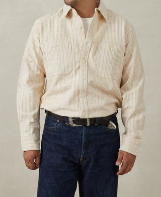 Textured Striped Pocket Button-Down Shirt