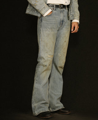 14 oz Distressed Selvedge Denim Flared Jeans