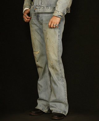 14 oz Distressed Selvedge Denim Flared Jeans