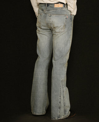 14 oz Distressed Selvedge Denim Flared Jeans