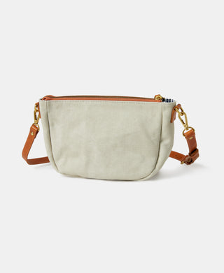 Front Pocket Canvas Crossbody Bag - Beige