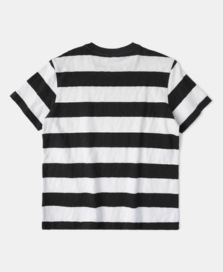 Slub Cotton Wide Striped T-Shirt - Black/White