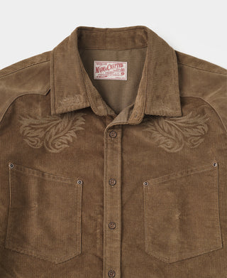 Western Arabesque Embroidered Corduroy Shirt