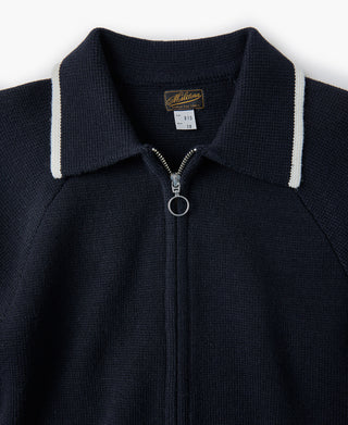 Lot 915 Contrast Trim Zip-Up Cardigan - Dark Navy