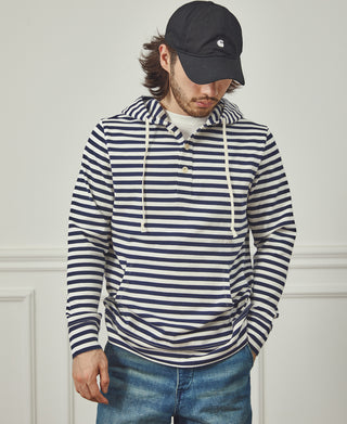 Classic Fit Breton Stripe Cotton Jersey Hoodie