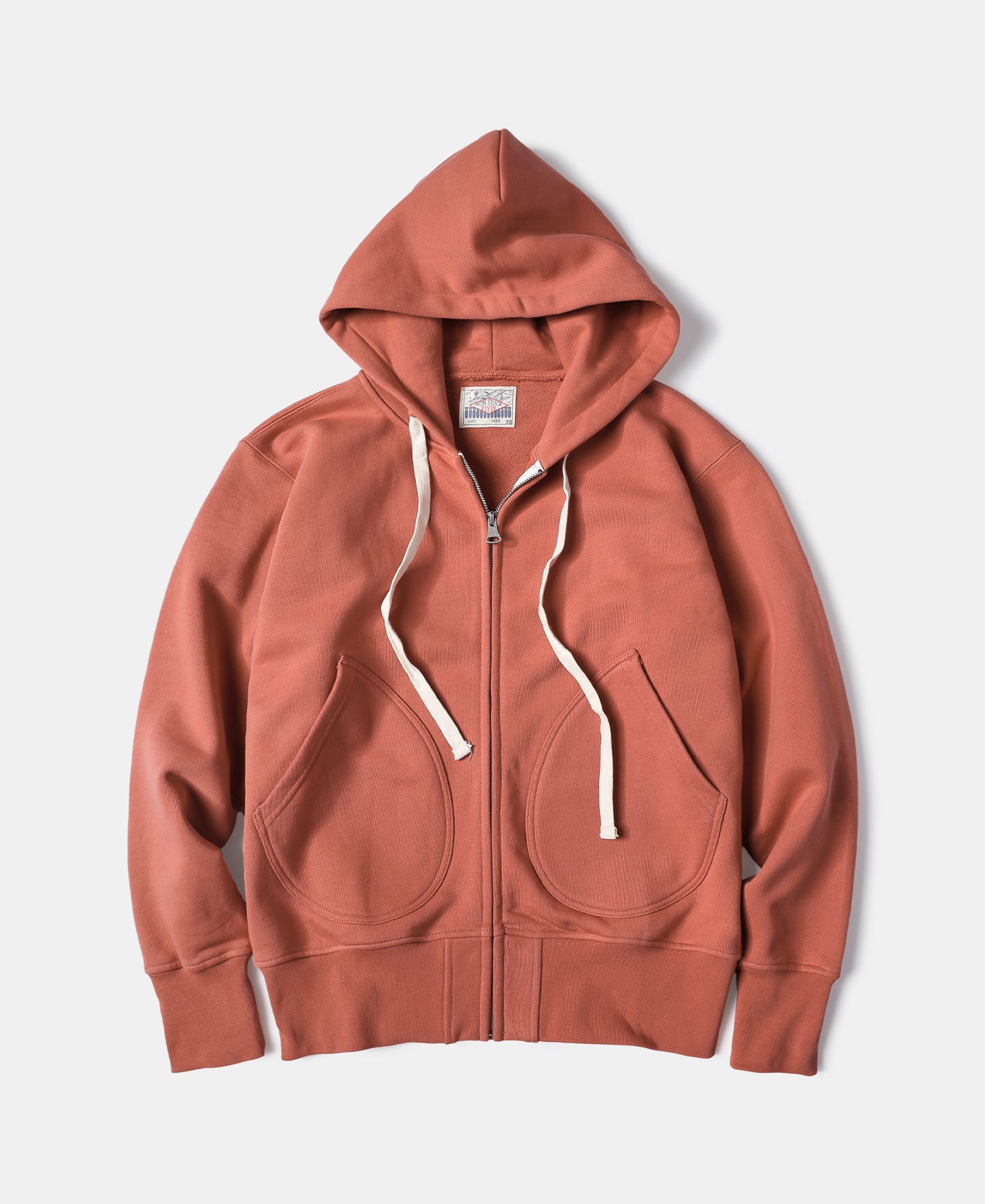 17.5 oz Terry Cloth Zip-Up Hoodie Sweatshirt - Brick Red | Olderbest