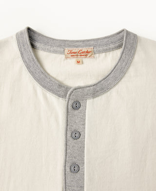 9.3 oz Cotton Tubular Henley T-Shirt - Gray/Apricot