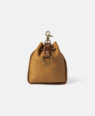 Colored Glaze Drawstring Coin Pouch - Light Brown