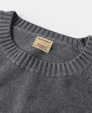 Pullover Crew Neck Cotton&Wool Knit Sweater - Light Gray