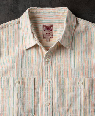 Textured Striped Pocket Button-Down Shirt