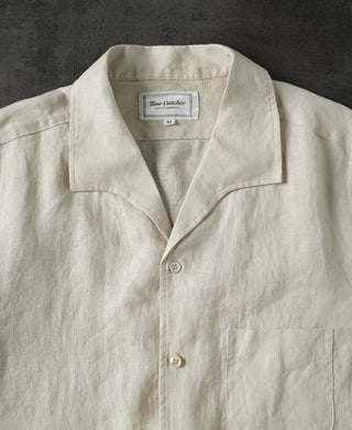 1950s Italian Collar Linen Shirt - Apricot