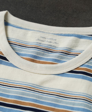 Vintage Striped Cotton Pocket T-Shirt