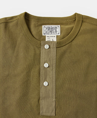 Vintage Kurzarm-Henley-T-Shirt – Grün