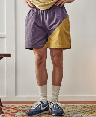 Two-Tone Beach Swim Trunks - Purple/Mustard