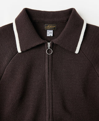 Lot 915 Contrast Trim Zip-Up Cardigan - Dark Brown