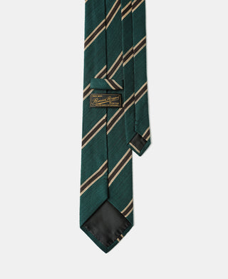 Striped Regimental Tie - Green/Brown