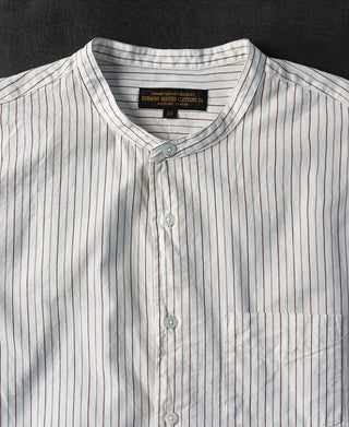 Two-Tone Fine Stripe Band Collar Shirt