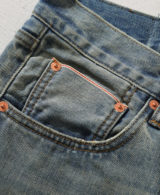 14 oz Distressed Selvedge Denim Flared Jeans