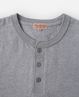 9,3 oz Baumwollschlauch-Henley-T-Shirt – Grau