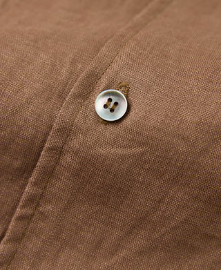 1950s Italian Collar Linen Shirt - Brown