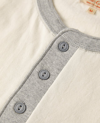 9.3 oz Cotton Tubular Henley T-Shirt - Gray/Apricot